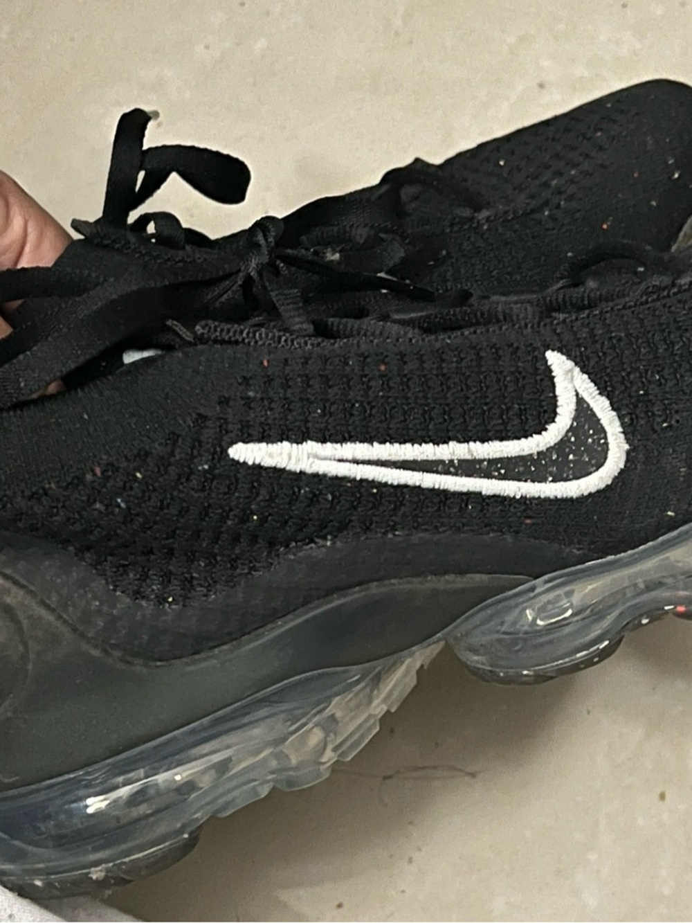 Nike Black Knit Sneaker with White Swoosh